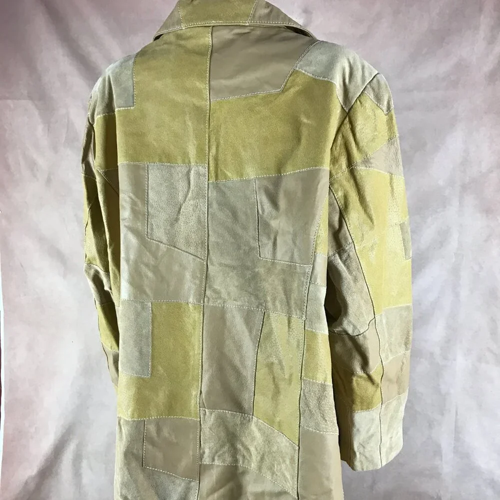 Plus Size 3X/4X Vintage Leather Patchwork Jacket VIA ACCENTI - Picture 14 of 15